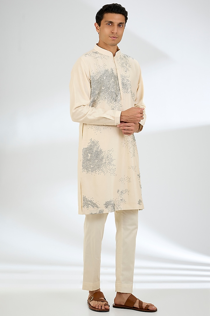 Ivory Chanderi Kurta Set by Countrymade