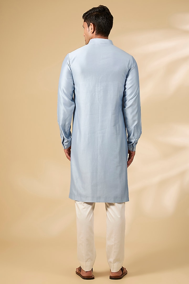 Light Blue Chanderi Kurta Set by Countrymade at Pernia's Pop Up Shop
