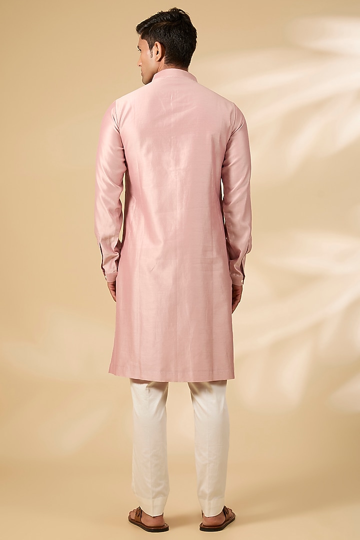 Old Rose Chanderi Kurta Set by Countrymade at Pernia's Pop Up Shop