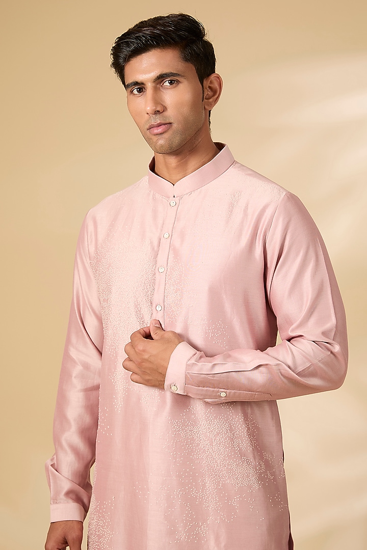 Old Rose Chanderi Kurta Set by Countrymade at Pernia's Pop Up Shop