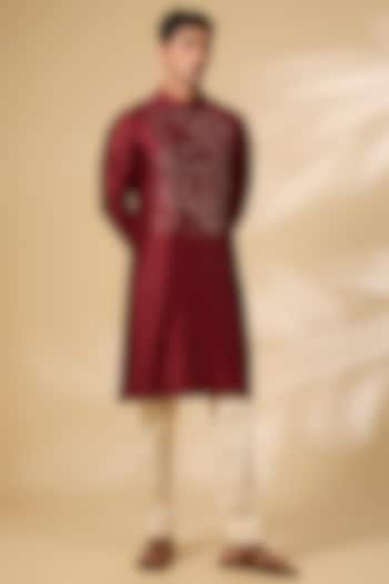 Maroon Chanderi Kurta Set by Countrymade