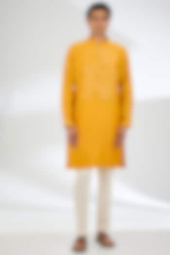 Mustard Chanderi Kurta Set by Countrymade