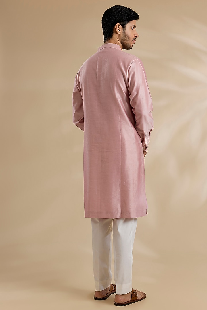Old Rose Chanderi Kurta Set by Countrymade at Pernia's Pop Up Shop