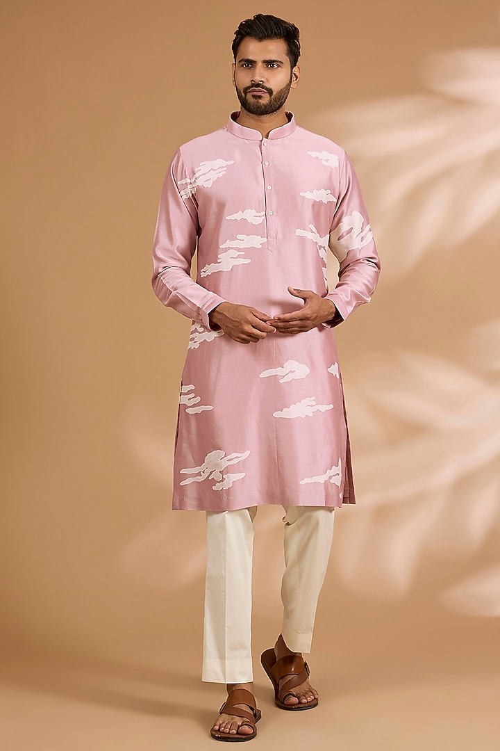 Old Rose Chanderi Kurta Set by Countrymade