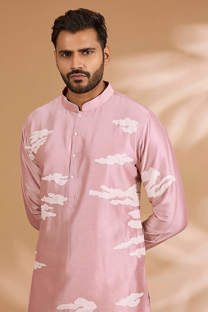 Old Rose Chanderi Kurta Set by Countrymade at Pernia's Pop Up Shop