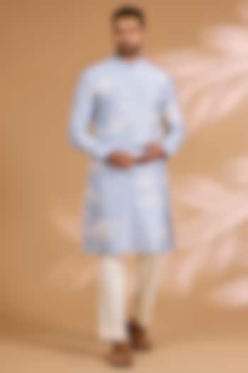 Light Blue Silk Kurta Set by Countrymade at Pernia's Pop Up Shop