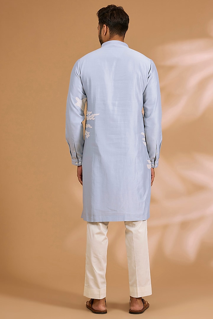 Light Blue Silk Kurta Set by Countrymade at Pernia's Pop Up Shop