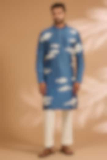 Steel Blue Chanderi Kurta Set by Countrymade