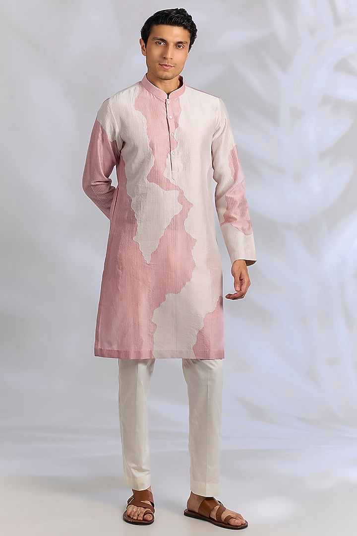 Old Rose Chanderi Kurta Set by Countrymade at Pernia's Pop Up Shop