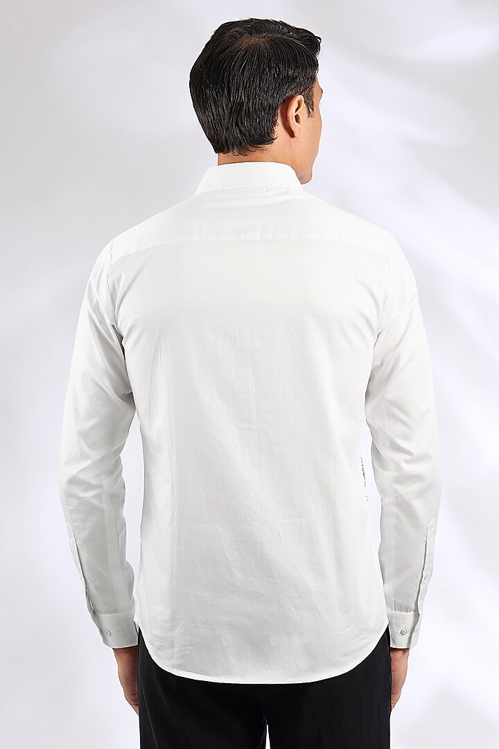 Ivory Cotton Satin Embroidered Party Wear Shirt by Countrymade at Pernia's Pop Up Shop