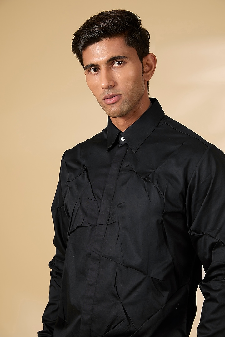 Black Cotton Party Wear Shirt by Countrymade at Pernia's Pop Up Shop
