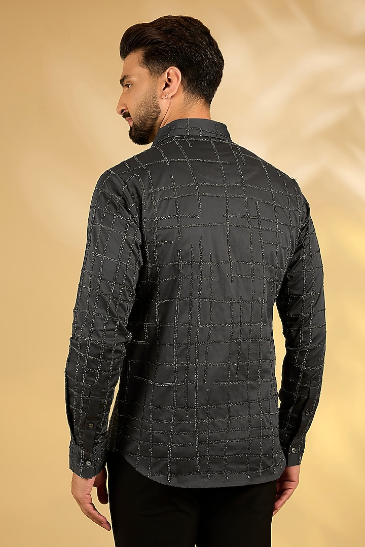 Grey Cotton Satin Wedding Shirt by Countrymade at Pernia's Pop Up Shop