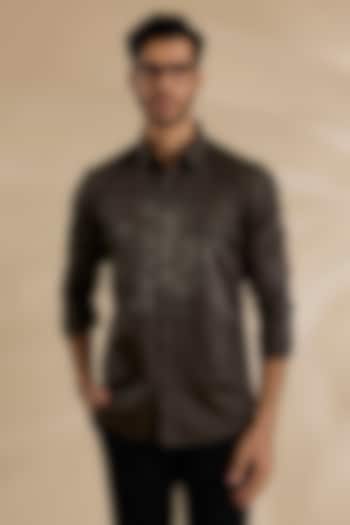 Brown Cotton Shirt by Countrymade