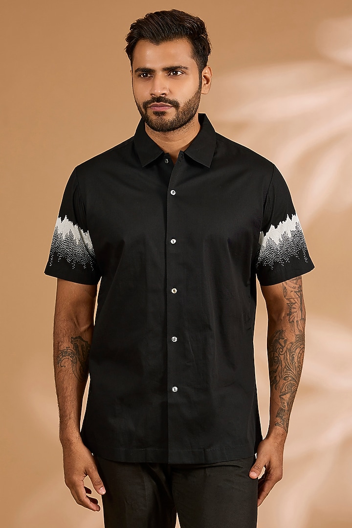 Black Cotton Shirt by Countrymade