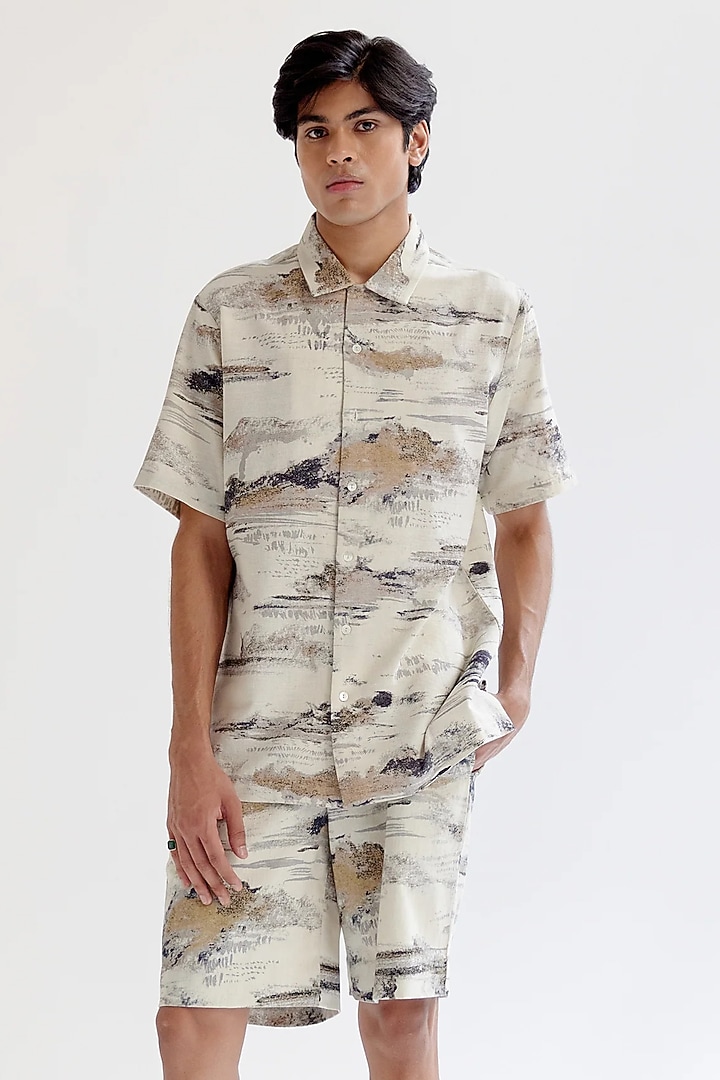 Multi-Colored Linen Party Wear Shirt by Countrymade at Pernia's Pop Up Shop