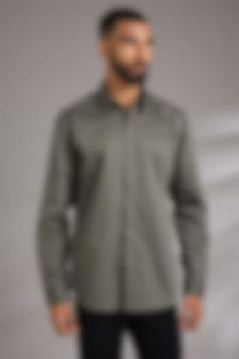 Olive Green Cotton Satin Embroidered Wedding Shirt by Countrymade at Pernia's Pop Up Shop
