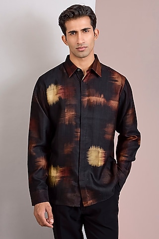 Multi-Colored Cotton Satin Shirt by Countrymade