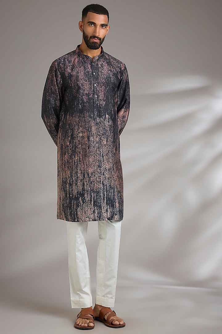 Multi-Colored Spun Silk Printed Kurta by Countrymade at Pernia's Pop Up Shop