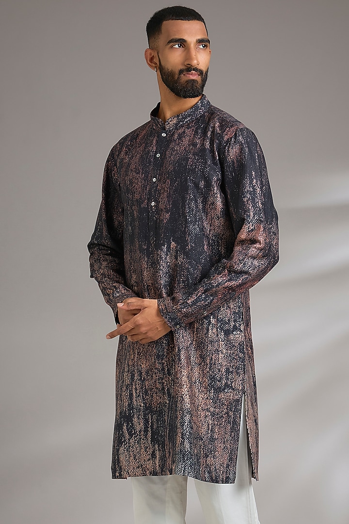 Multi-Colored Spun Silk Printed Kurta by Countrymade at Pernia's Pop Up Shop