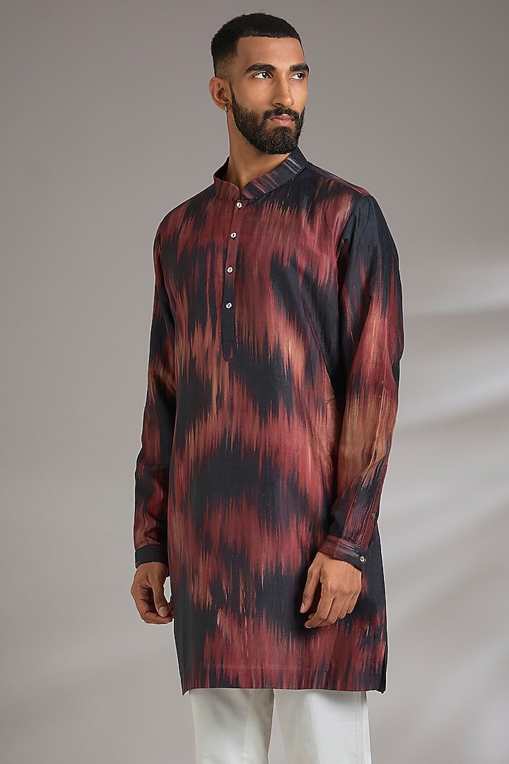 Multi-Colored Spun Silk Printed Kurta by Countrymade at Pernia's Pop Up Shop