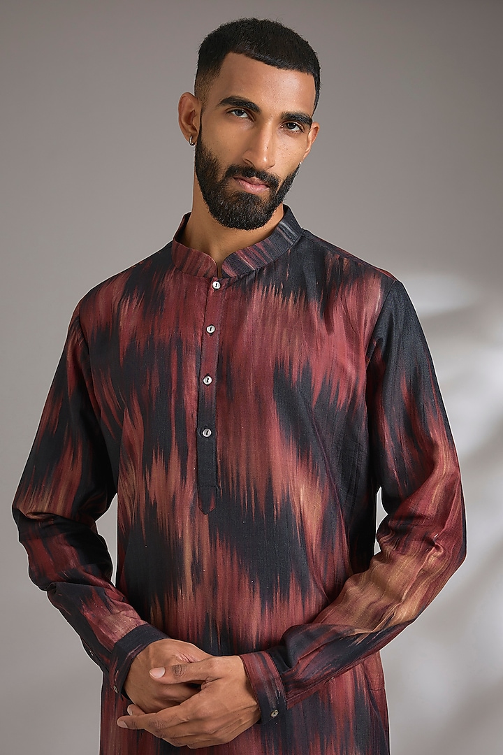 Multi-Colored Spun Silk Printed Kurta by Countrymade at Pernia's Pop Up Shop