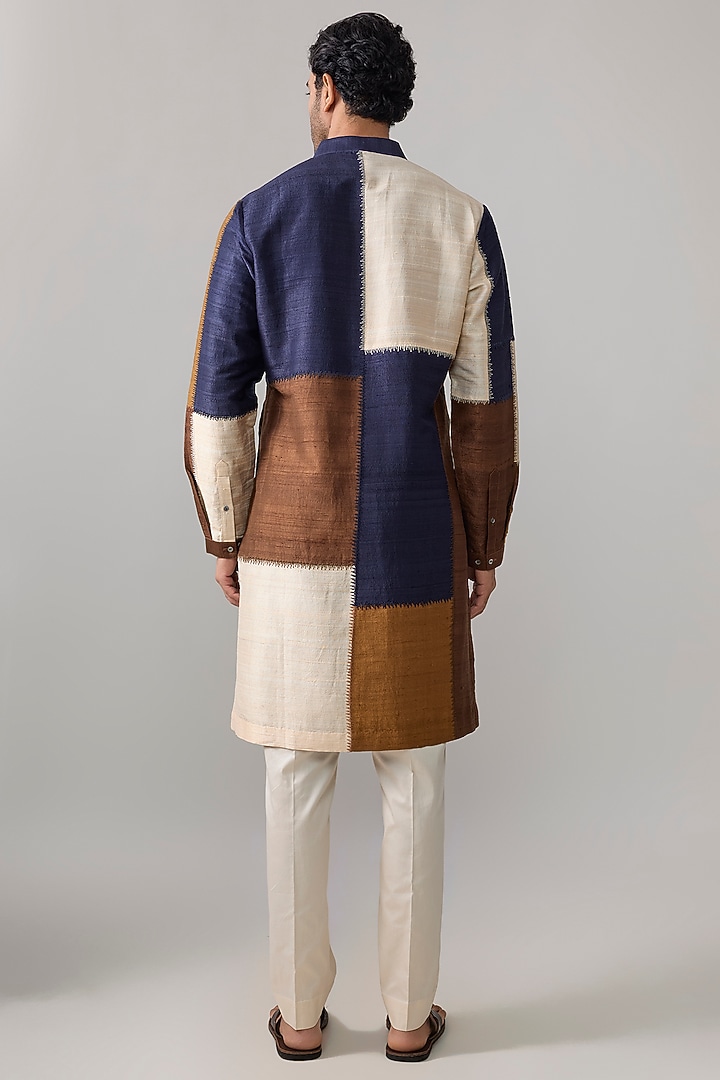Multi-Colored Dupion Silk Kurta Set by Countrymade at Pernia's Pop Up Shop