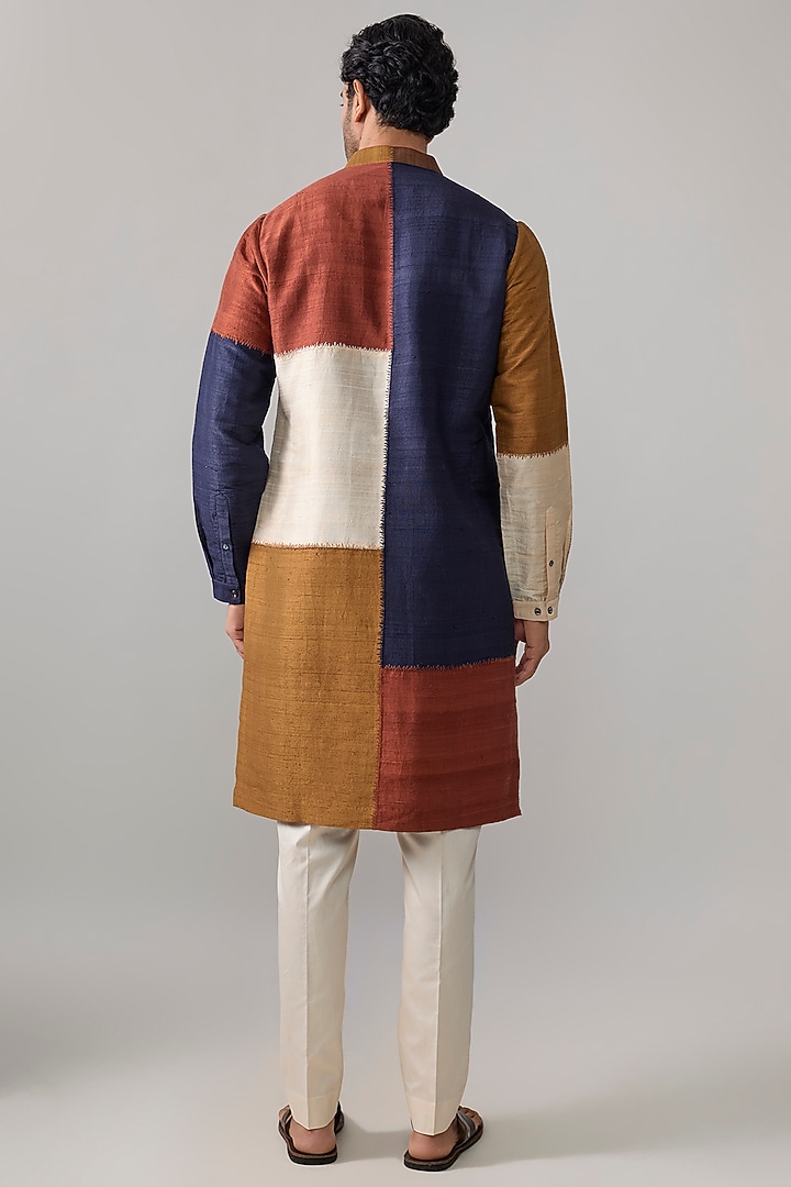 Multi-Colored Dupion Silk Kurta Set by Countrymade at Pernia's Pop Up Shop
