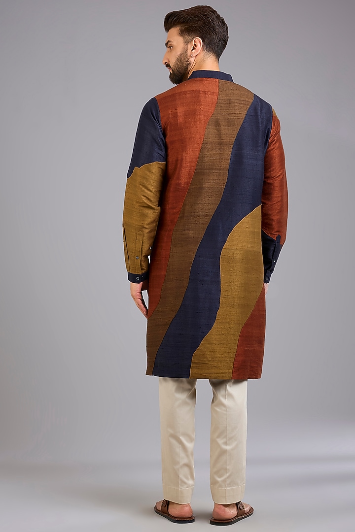 Multi-Colored Dupion Silk Printed Kurta Set by Countrymade at Pernia's Pop Up Shop
