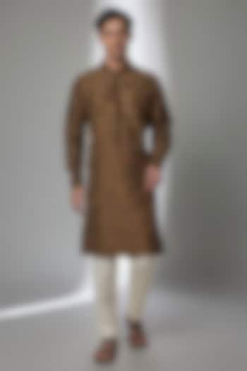 Brown Silk Kurta Set by Countrymade at Pernia's Pop Up Shop