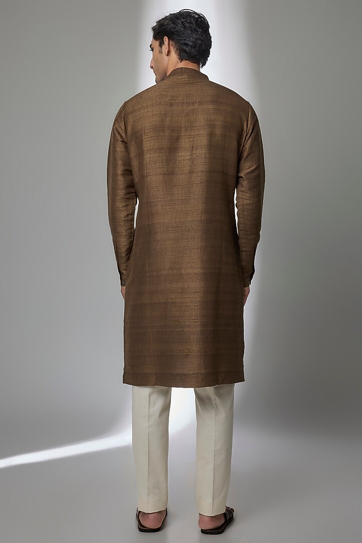 Brown Silk Kurta Set by Countrymade at Pernia's Pop Up Shop