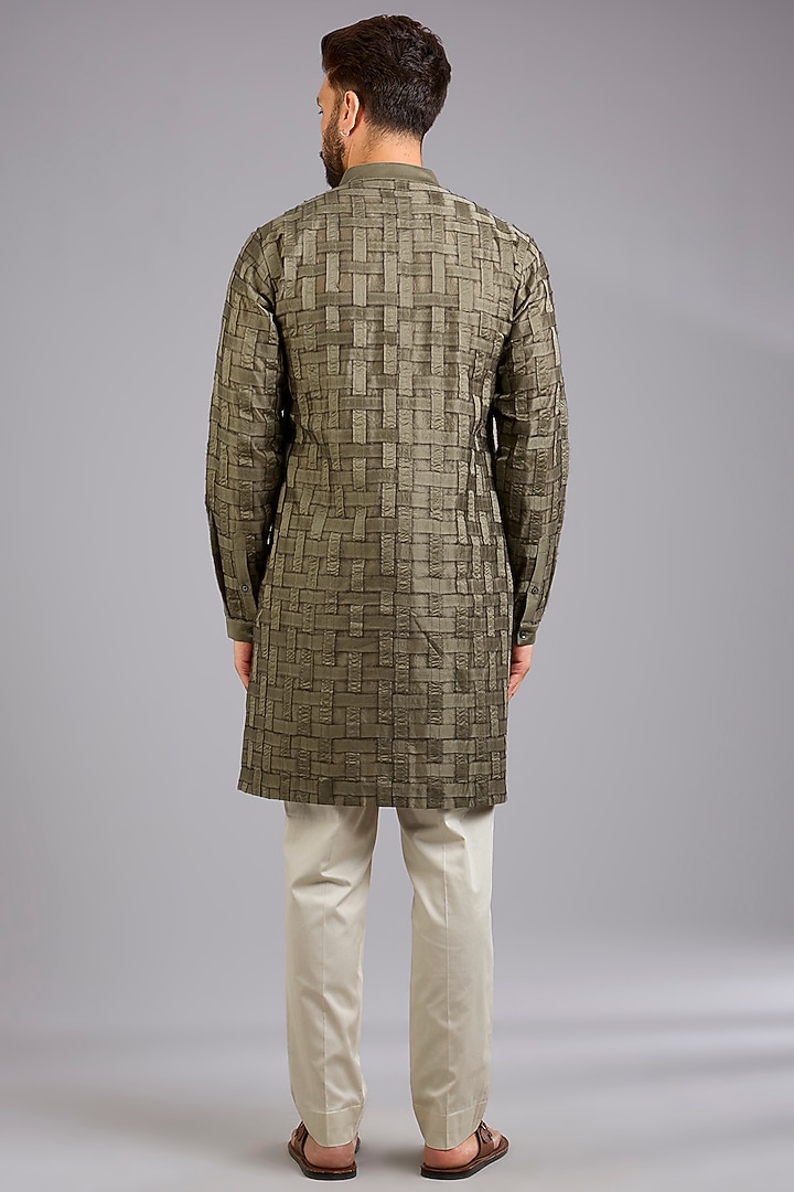 Olive Chanderi Kurta Set by Countrymade at Pernia's Pop Up Shop