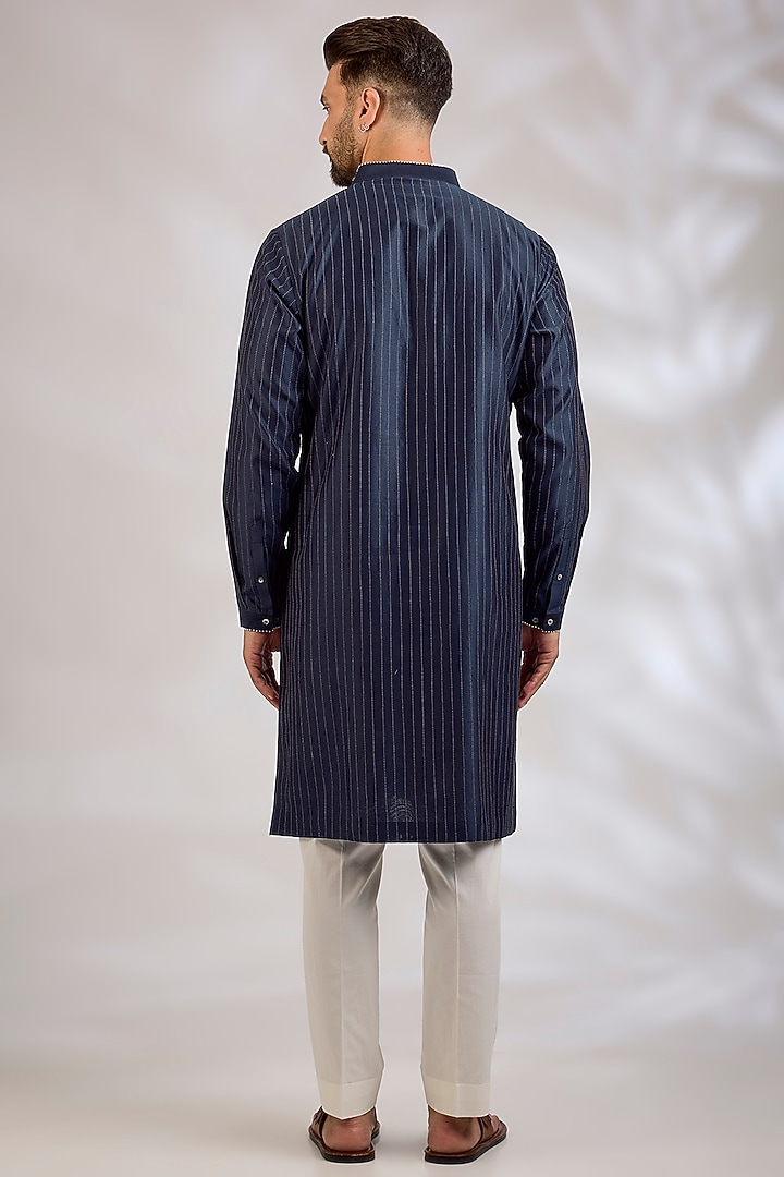 Navy Chanderi Kurta Set by Countrymade at Pernia's Pop Up Shop