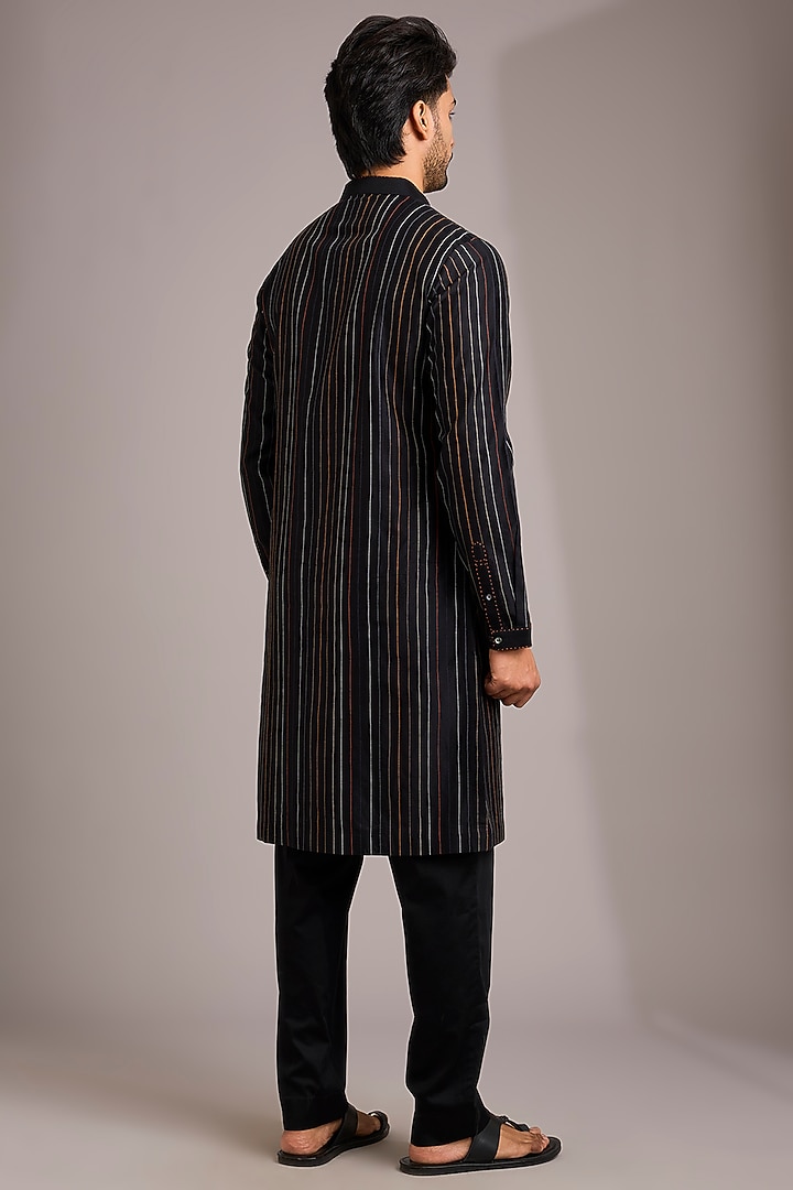 Black Silk Kurta Set by Countrymade at Pernia's Pop Up Shop