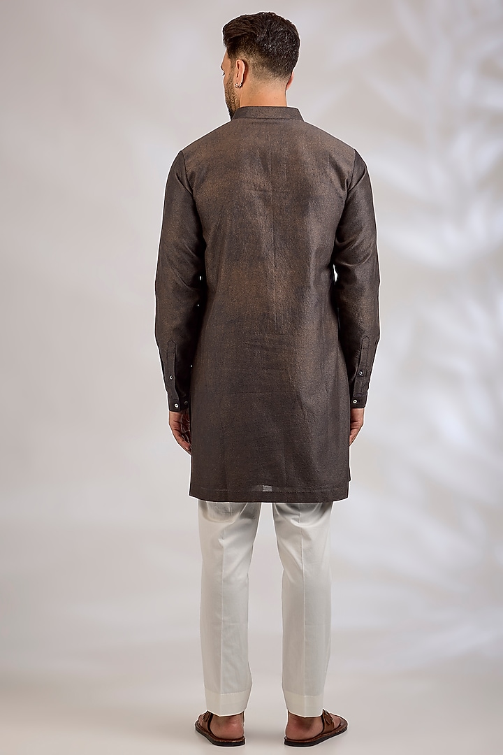 Navy-Bronze Chanderi Kurta by Countrymade at Pernia's Pop Up Shop