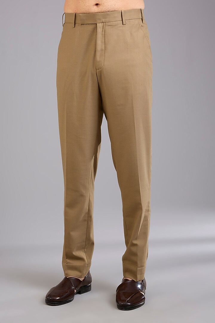 Olive Green Dupion Silk Embroidered Groom Bandhgala Set by Countrymade at Pernia's Pop Up Shop