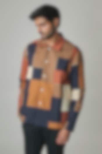 Multi-Colored Handloom Denim Jacket by Countrymade at Pernia's Pop Up Shop