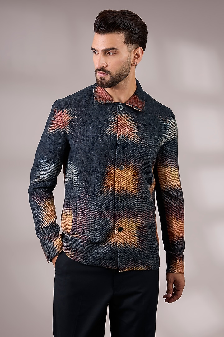 Multi-Colored Cotton Denim Printed Jacket by Countrymade at Pernia's Pop Up Shop