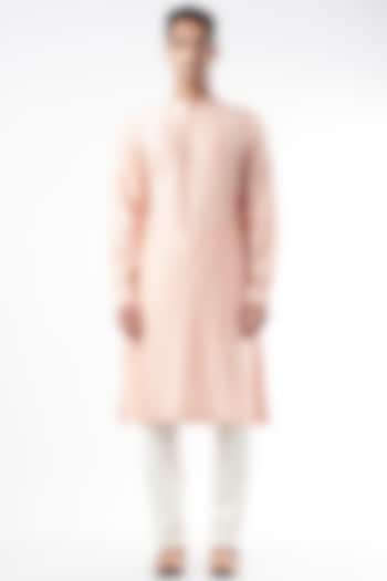 Pink Chanderi Hand Embroidered Kurta Set by Countrymade at Pernia's Pop Up Shop