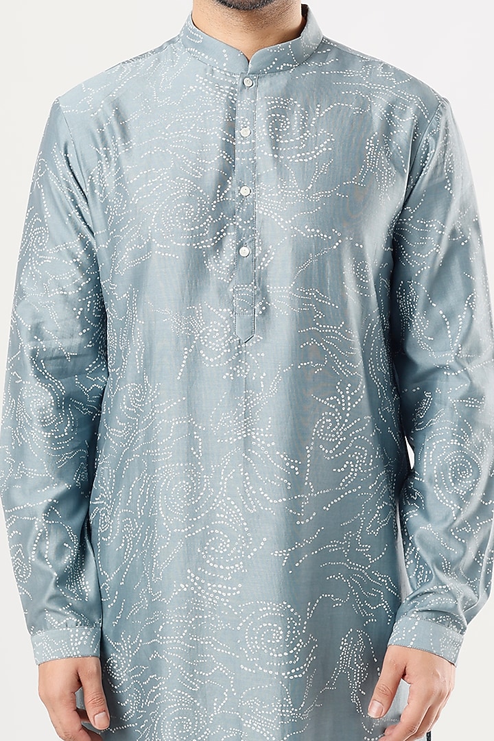 Sky Blue Chanderi Printed Kurta Set by Countrymade at Pernia's Pop Up Shop