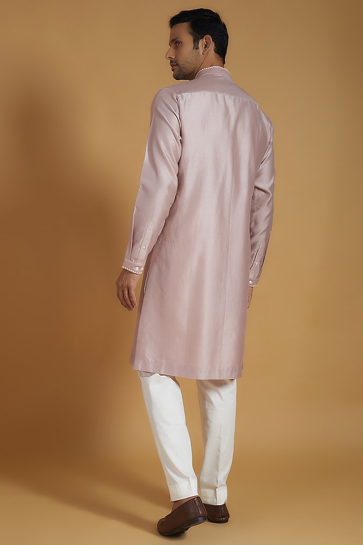 Old Rose Chanderi Kurta Set by Countrymade at Pernia's Pop Up Shop