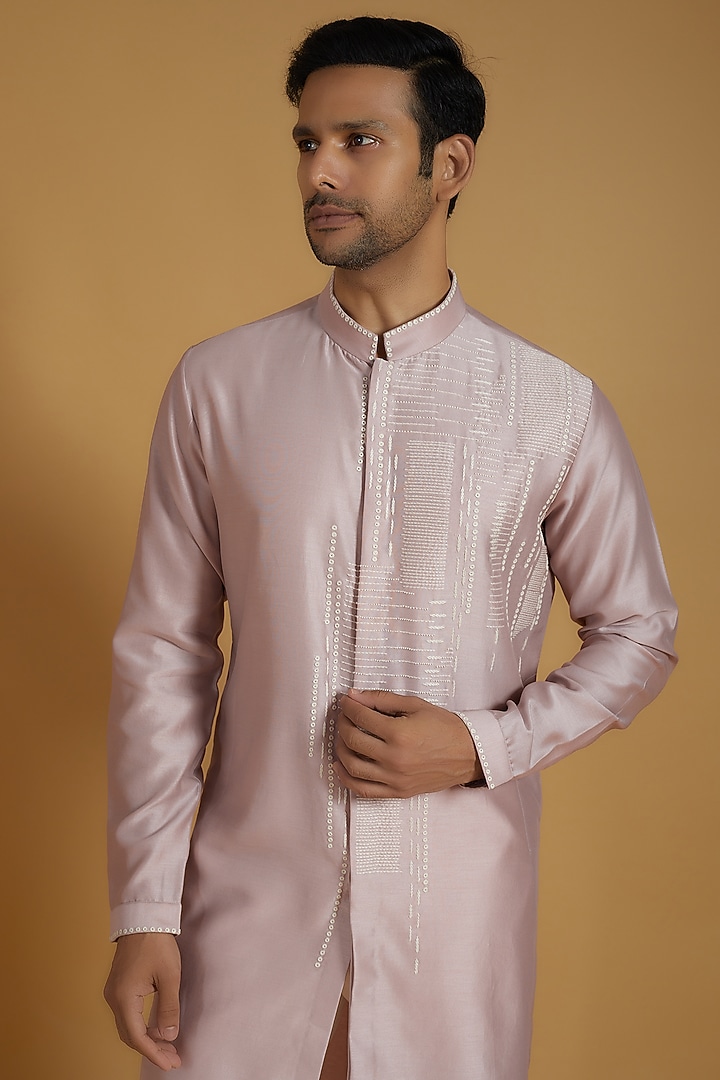 Old Rose Chanderi Kurta Set by Countrymade at Pernia's Pop Up Shop