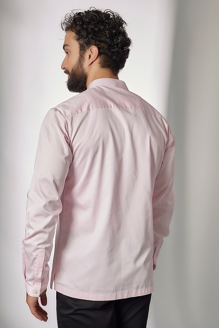 Baby Pink Cotton Shirt with Heart Embroidery