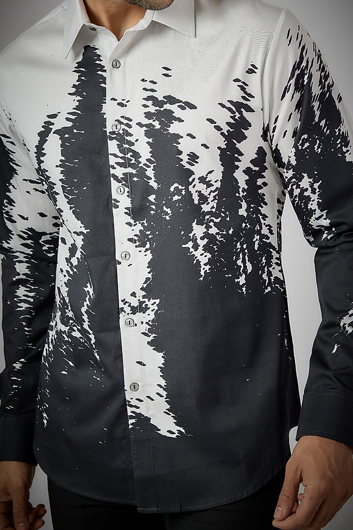 Black Cotton Printed Party Wear Shirt by Countrymade at Pernia's Pop Up Shop