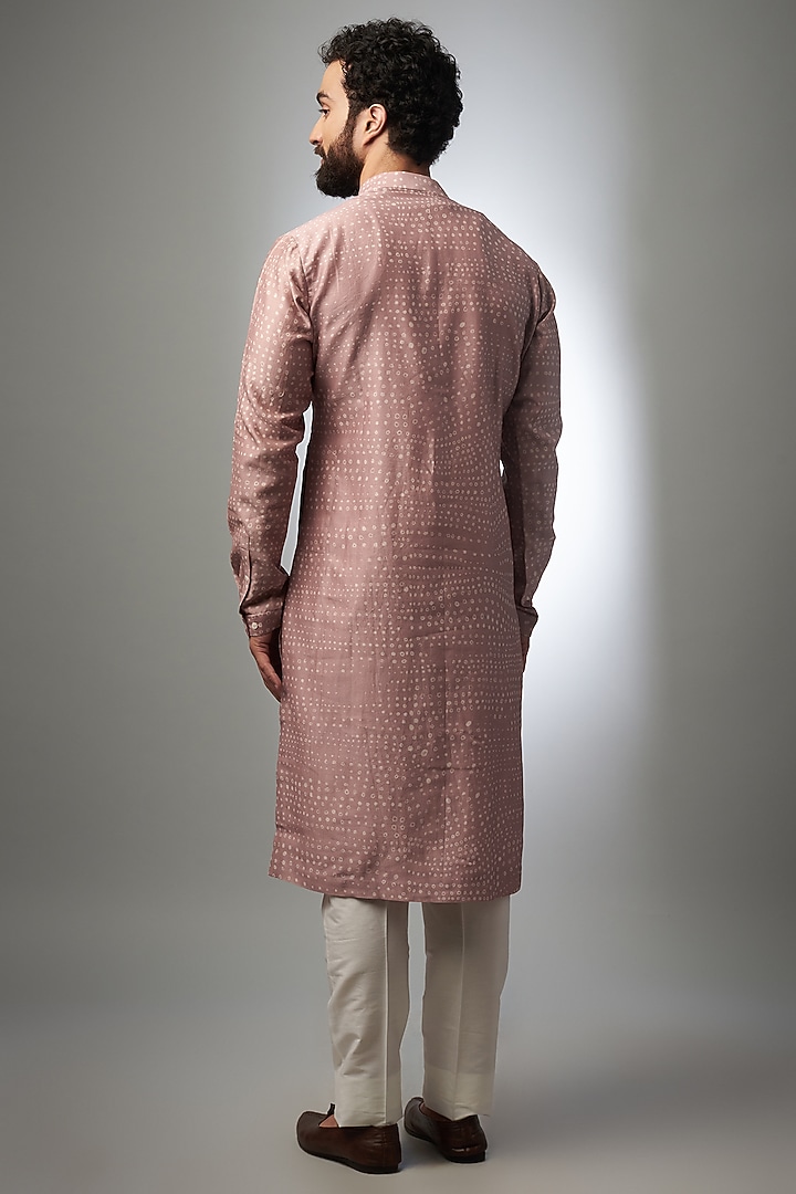Old Rose Pink Pure Silk Bandhani Printed Kurta by Countrymade at Pernia's Pop Up Shop
