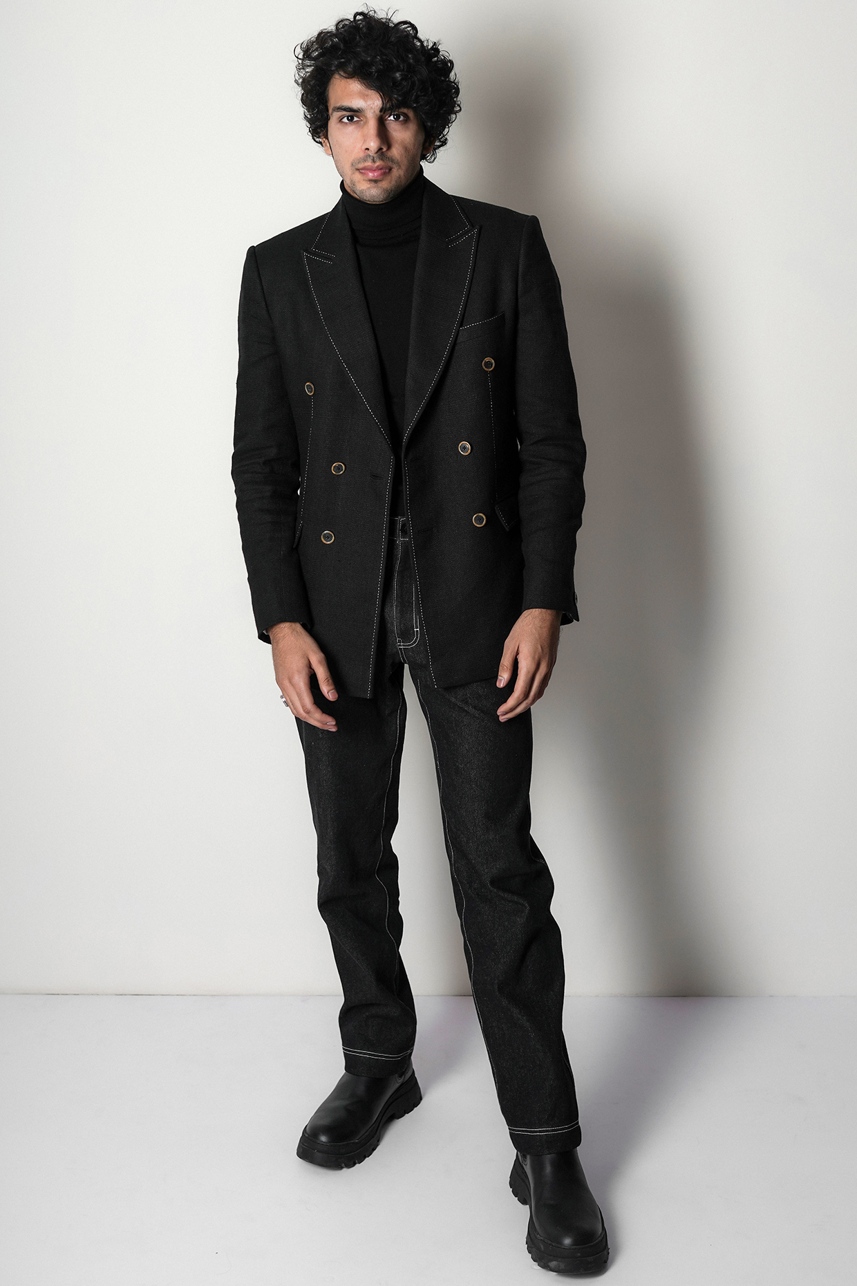 Black Handloom Blazer by Countrymade