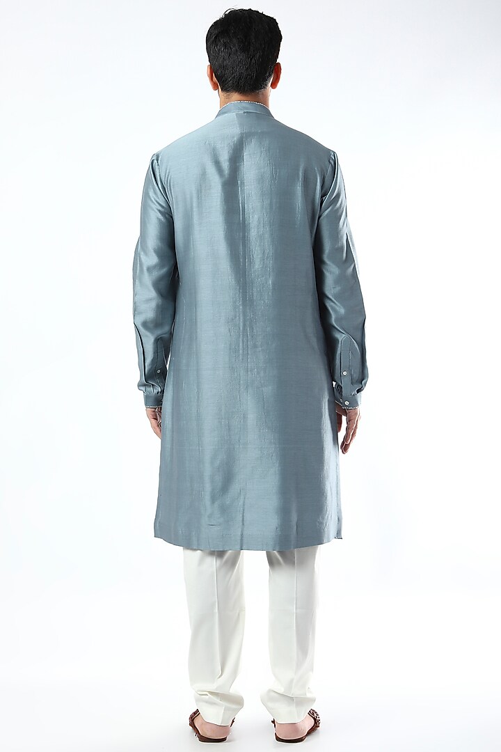 Blue Chanderi Embroidered Kurta Set by Countrymade at Pernia's Pop Up Shop