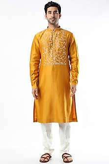 Mustard Embroidered Kurta Set by Countrymade-POPULAR PRODUCTS AT STORE
