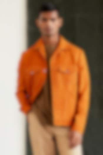 Burnt Orange Matka Silk Jacket by Countrymade