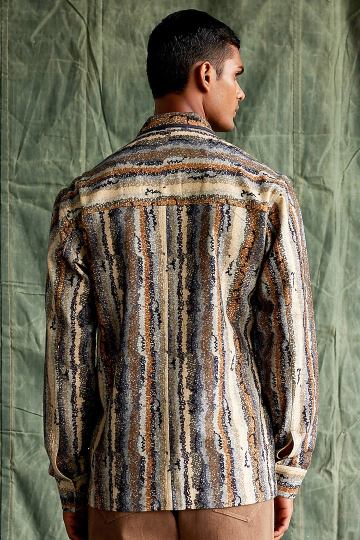 Multi-Colored Brushed Cotton Printed Oversized Party Wear Shirt by Countrymade at Pernia's Pop Up Shop
