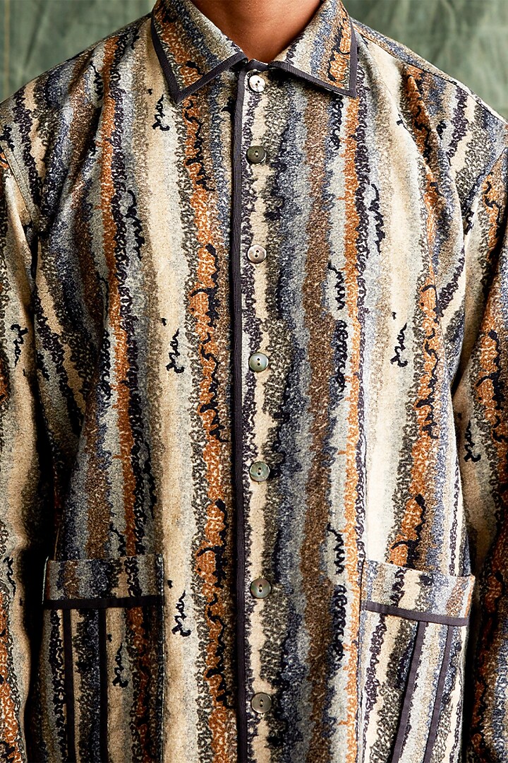 Multi-Colored Brushed Cotton Printed Oversized Party Wear Shirt by Countrymade at Pernia's Pop Up Shop